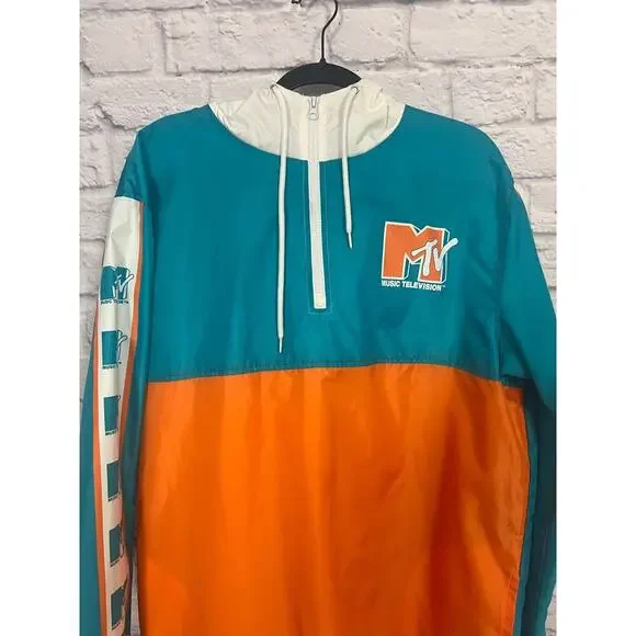 MTV Turquoise and Orange Windbreaker - Men's XL - Picture 4 of 13